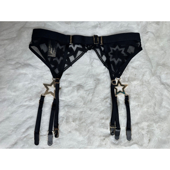 Honey Birdette FREDDY⭐🖤 Black Star 3 Piece Set 32C, XS Garter, XS Thong - Picture 9 of 13